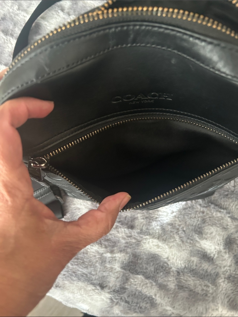 Coach Black Embossed Signature Leather Crossbody - Picture 3 of 8